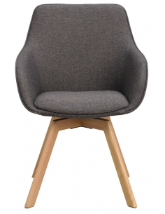 spisebordsstol med drejefod og armlæn stof drejefunktion eg egetræ 2