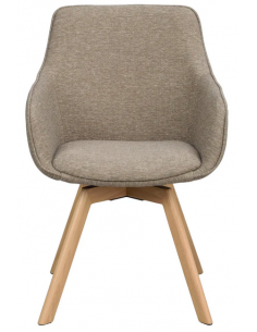 spisebordsstol med drejefod og armlæn beige stof drejefunktion eg egetræ 2