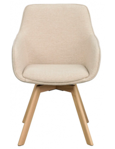 spisebordsstol med drejefod og armlæn beige stof drejefunktion eg egetræ 2