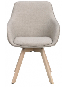 spisebordsstol med drejefod og armlæn beige stof drejefunktion eg egetræ 2