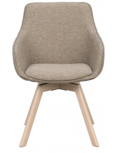 spisebordsstol med drejefod og armlæn beige stof drejefunktion eg egetræ 2