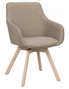 spisebordsstol med drejefod og armlæn beige stof drejefunktion eg egetræ