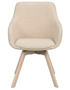 spisebordsstol med drejefod og armlæn beige stof drejefunktion eg egetræ 2