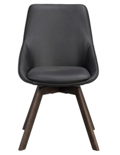 spisebordsstol med drejefod sort ægte læder drejefunktion 2