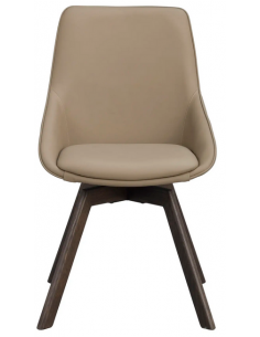 spisebordsstol med drejefod beige ægte læder drejefunktion 2