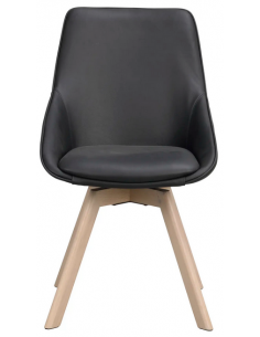 spisebordsstol med drejefod sort ægte læder drejefunktion eg egetræ 2