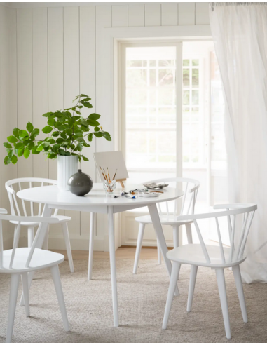 Carmen 2 x Spisebordsstole med armlæn i træ H76 cm - Hvid