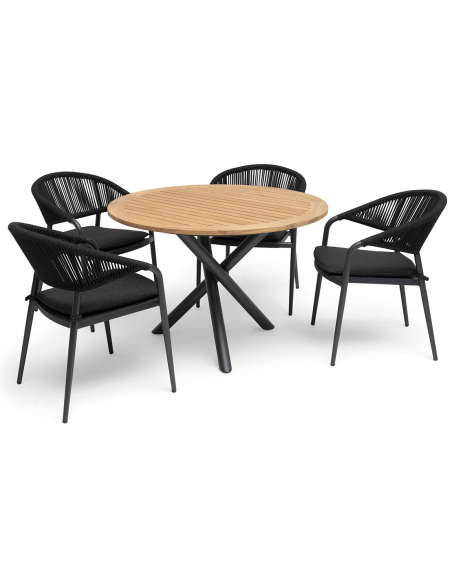 rundt havebord teak træ