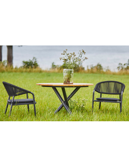 rundt havebord teak træ