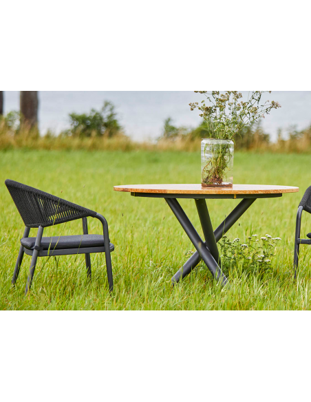 rundt havebord teak træ