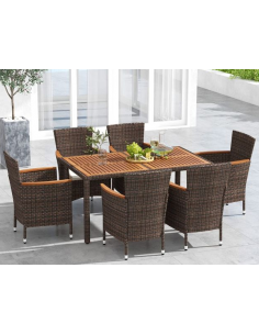 spisebordssæt udendørs havemøbler havebord med havestole polyrattan 2