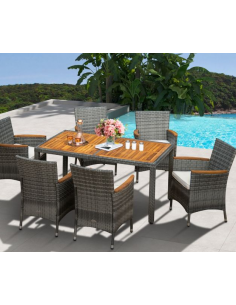 spisebordssæt udendørs havemøbler havebord med havestole polyrattan 2