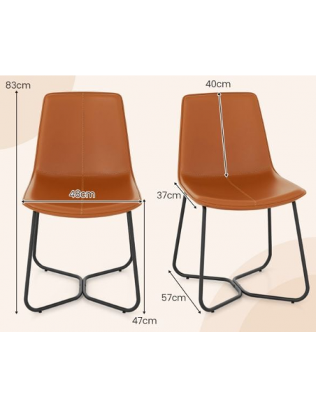 spisebordsstole sort cognac brun læder moderne design billige