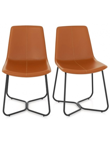 spisebordsstole sort cognac brun læder moderne design billige