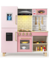 Legekøkken i fyrretræ og MDF H98 x B92 cm - Rosa/Hvid