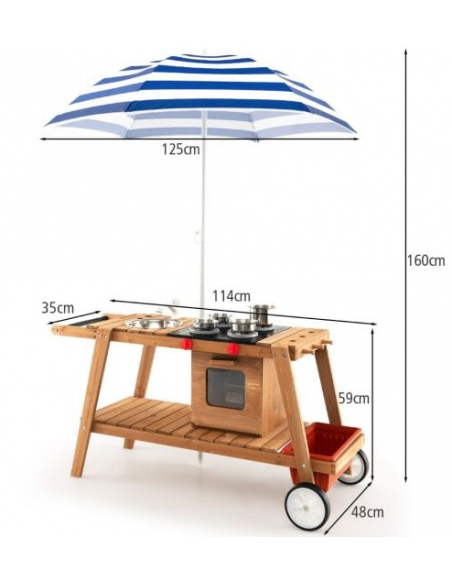 legekøkken træ til børn børneværelse indretning serveringsvogn udendørs