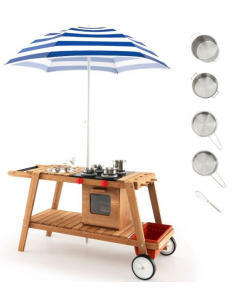 legekøkken træ til børn børneværelse indretning serveringsvogn udendørs