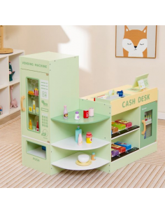 legekøkken træ til børn børneværelse indretning serveringsvogn købmandsdisk 2
