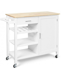 køkkenø på hjul i hvid træ serveringsvogn køkkenvogn