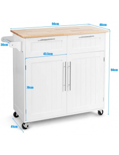 køkkenø på hjul i træ serveringsvogn køkkenvogn 2