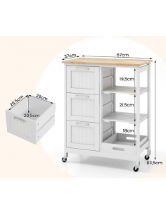 køkkenø på hjul i træ serveringsvogn køkkenvogn 2