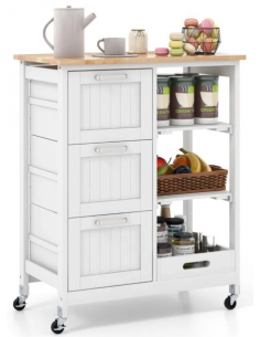 køkkenø på hjul i træ serveringsvogn køkkenvogn