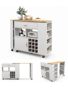 køkkenø på hjul i træ serveringsvogn køkkenvogn