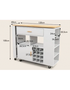 køkkenø på hjul i træ serveringsvogn køkkenvogn 2