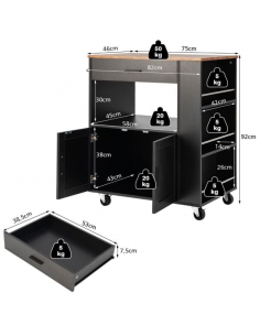 køkkenø på hjul i træ serveringsvogn køkkenvogn 2