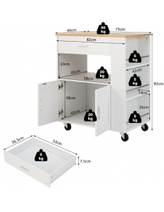 køkkenø på hjul i træ serveringsvogn køkkenvogn 2