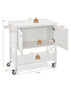 køkkenø på hjul i træ serveringsvogn køkkenvogn 2