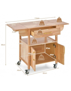 køkkenø på hjul i træ serveringsvogn køkkenvogn 2