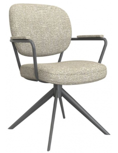 spisebordsstol med armlæn drejefunktion drejefod boucle stof