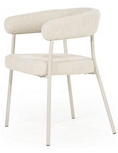 spisebordsstol med armlæn beige stof 2
