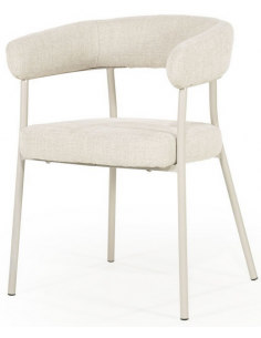 spisebordsstol med armlæn beige stof