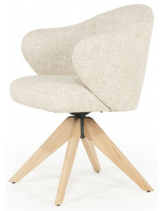 spisebordsstol med armlæn og drejefod drejefunktion beige eg egetræ træ moderne nordisk design skandinavisk 2