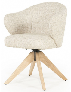 spisebordsstol med armlæn og drejefod drejefunktion beige eg egetræ træ moderne nordisk design skandinavisk