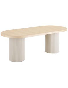 ovalt spisebord træ beige