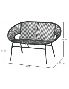 havebænk sort metal polyrattan 2