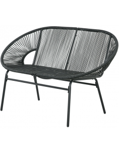 havebænk sort metal polyrattan