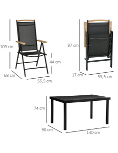 spisebordssæt udendørs havemøbler havebord med havestole polyrattan positionsstole 2
