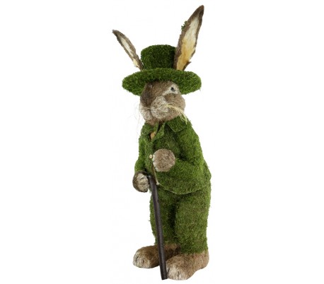Billede af Dekorativ kanin i strå og kunstgræs H130 cm