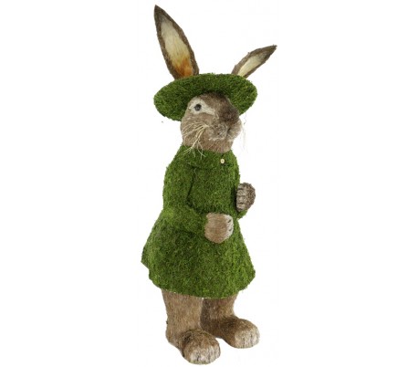 Billede af Dekorativ kanin i strå og kunstgræs H125 cm