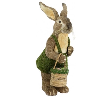 Dekorativ kanin i strå og kunstgræs H125 cm