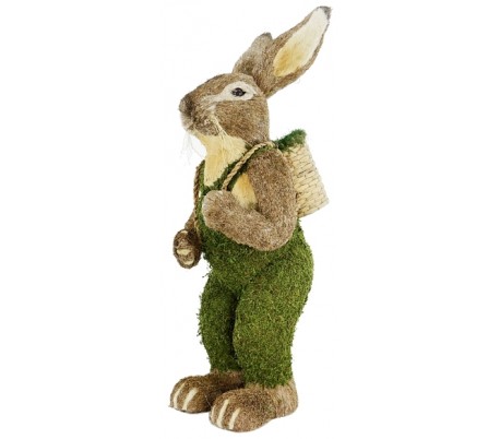 Dekorativ kanin i strå og kunstgræs H122 cm