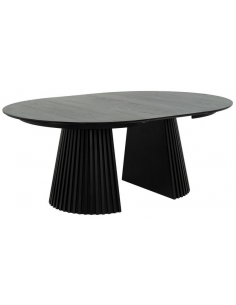 rundt spisebord med udtræk sort træ egetræ 140 2