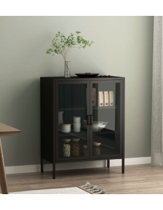 vitrineskab vitrine sort metal