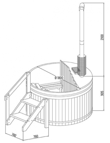 Vildmarksbad træ 180 200 cm personer ovn