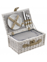 Picknick kurv 2 personer i rattan og polyester H16 x B38 x D25 cm - Hvid/Grå