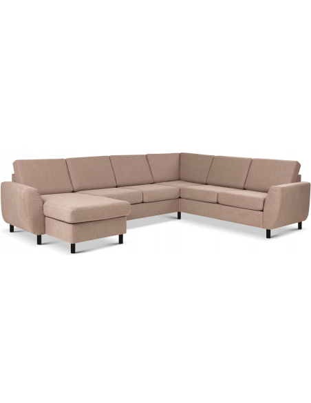 stor u-sofa u sofa i moderne design stof brun 2 chaiselonger